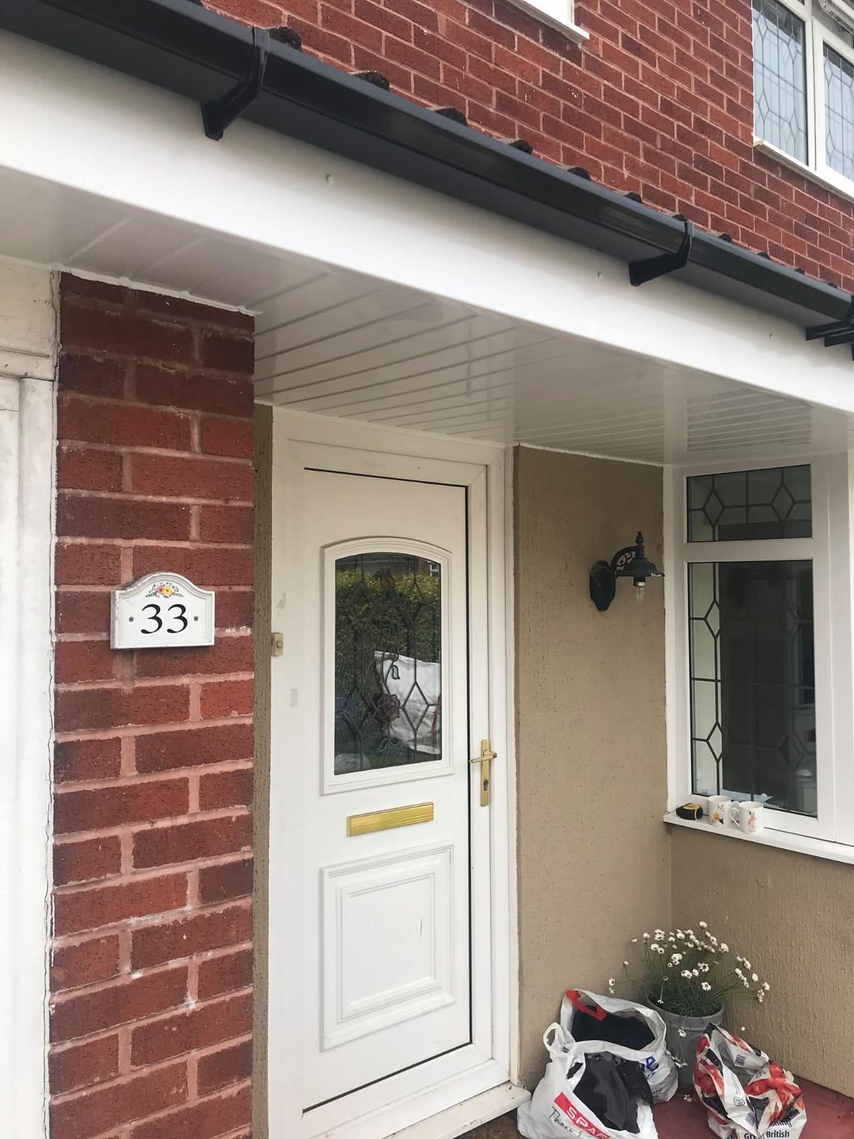 Replacement soffits and roofline ventilation on a domestic roof edge